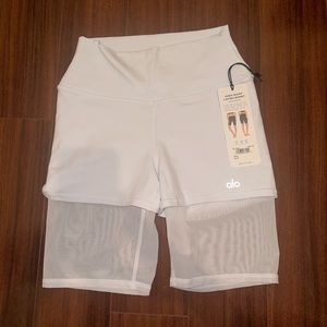 Brand new High waisted biker short mesh white size SMALL